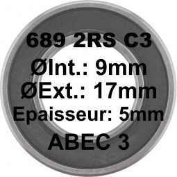 Roulement 689 2RS 9x17x5 C3