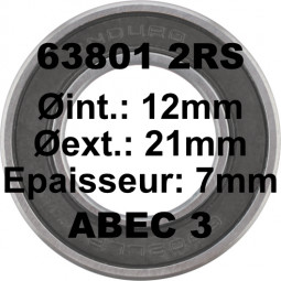 Roulement 63801 2RS 12x21x7...