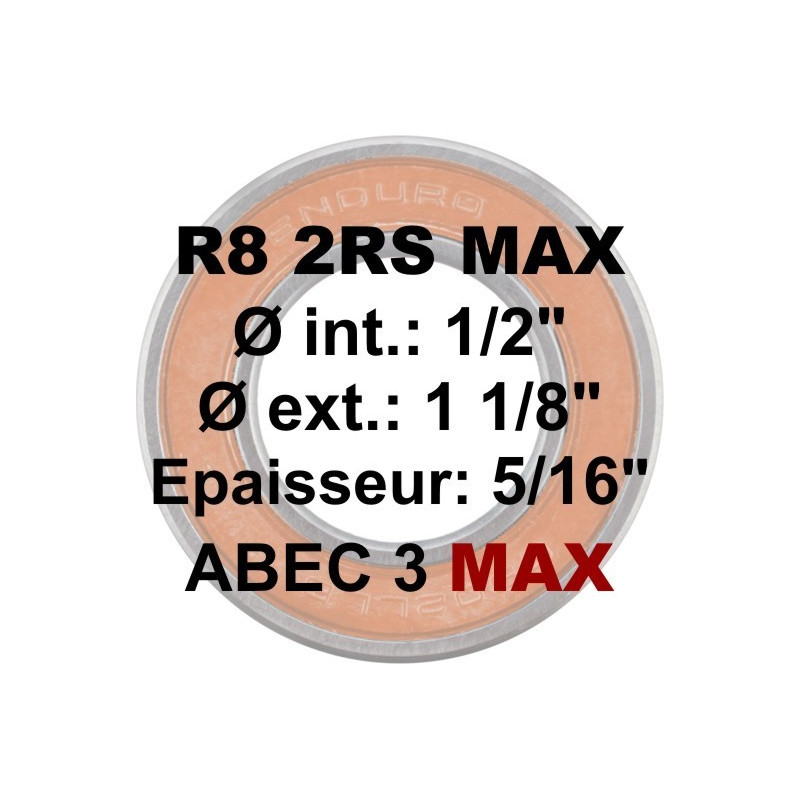 R8 2RS MAX 1/2 x 1 1/8 x 5/16 Bearing ((12,7 x 28,57 x 7,94 mm)