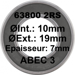 Roulement 63800 2RS 10x19x7...