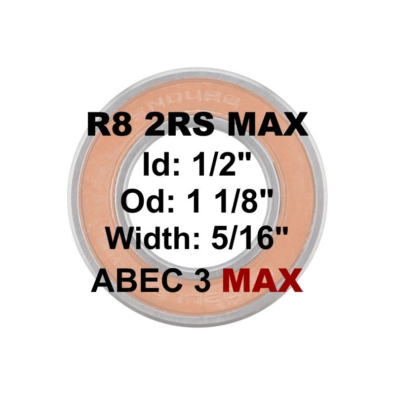 R8 2RS MAX 1/2 x 1 1/8 x 5/16 Bearing ((12,7 x 28,57 x 7,94 mm)
